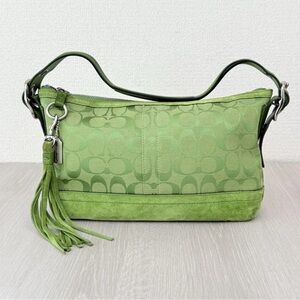 Coach Green Shoulder Bag with Silver Hardware
